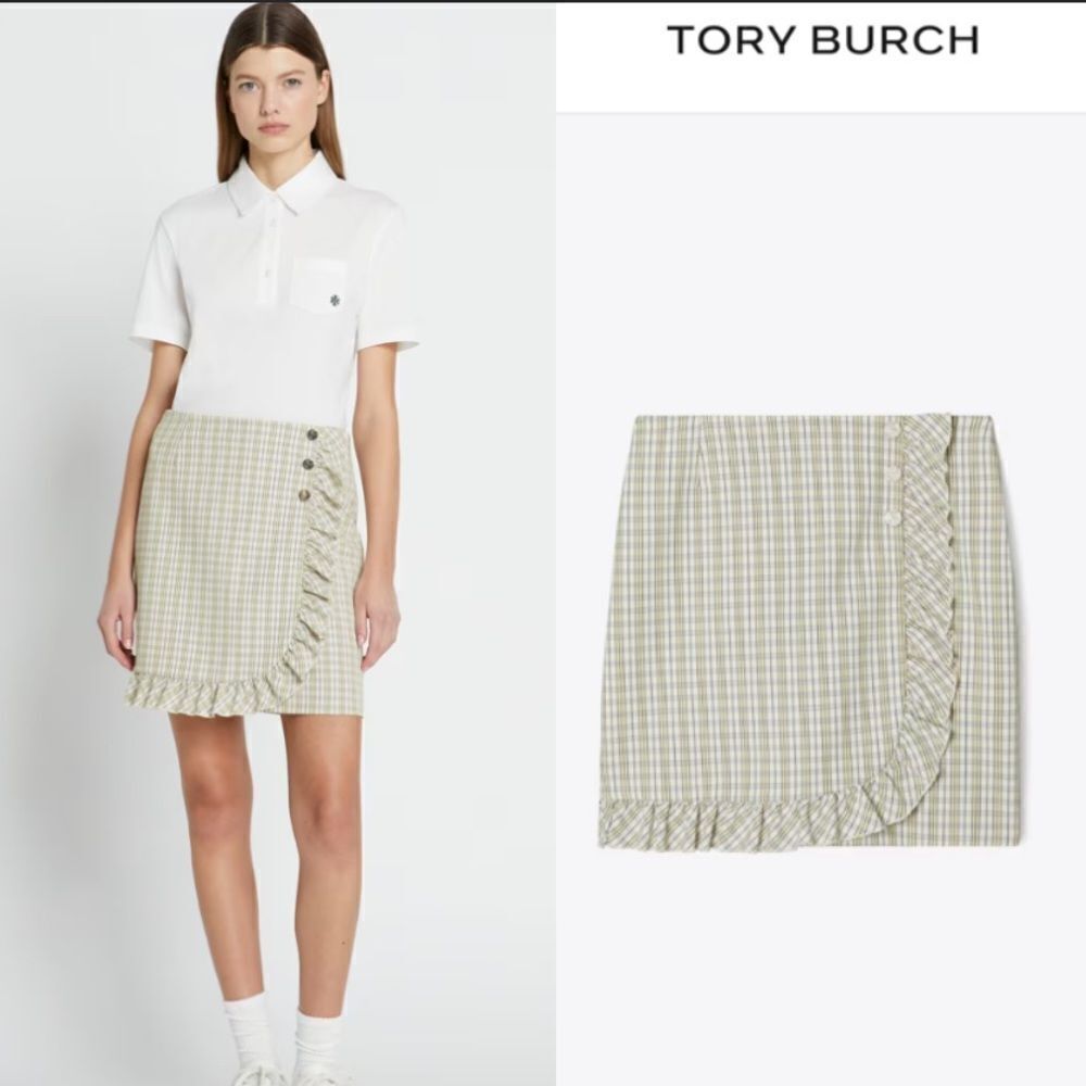 NWT Tory Burch Perfomance Mini Yellow Skirt Golf Twill Size 0